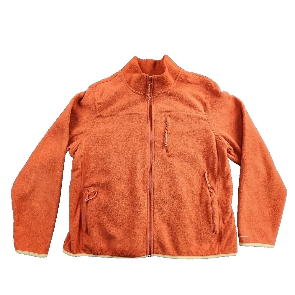 Old Navy XXL Orange Fleece Jacket Full Zip Mock Neck Gorpcore Outdoor Hiking